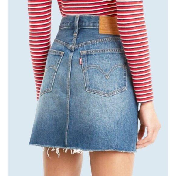 LEVI'S Raw Hem Button Fly Denim High Waist Skirt Size 26 EUC - Picture 1 of 6